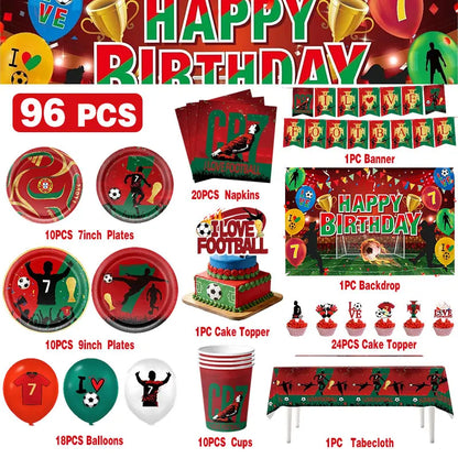 Soccer Birthday Party Supplies Football Theme  Birthday Party Decoration Cotillon Birthday CR7 Soccer Plate Cups Balloons Supply