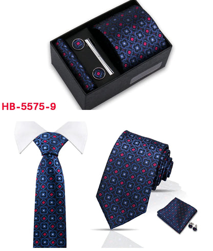 Classic Mens Tie Set Paisley Hanky Cufflinks In Gift Box Jacquard Woven Neckties Set For Men Formal Wedding Fashion Accessories