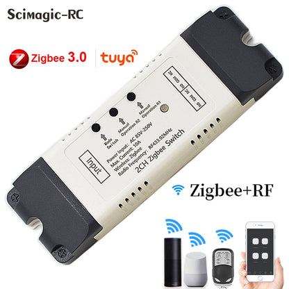 Alexa Smart Switch Zigbee Smart Home 2/1 Channels 220V 7-32V 85-250V 10A Relay Module Work With Alexa/Google Assistant