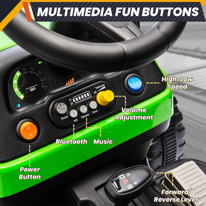 24 Volts Ride on Toys Vehicle w/Remote Control, 2 Seater Powered Ride on Tractor Truck, Electric Car for Kids 2-6 Gifts