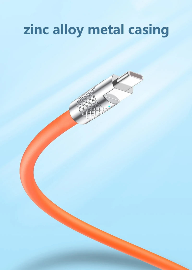 120w 6a Super Fast Charge PD Type C Liquid Silicone Cable Quick Charge 1M 2M Usb Cable Usb C to C Charger Cable