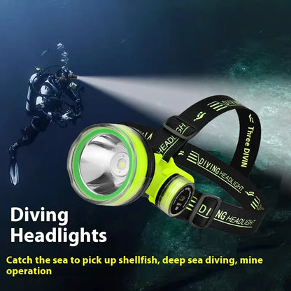 Portable Rechargeable Diving Headlight 350m Underwater Lighting Flashlight Super Bright LED Diver Spearfishing Headlamp