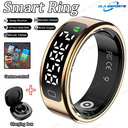 New R11 Smart Ring Men Women LED Display Screen Heart Rate Blood Oxygen Monitoring Waterproof Multi Sports Modes Smartrings 2025