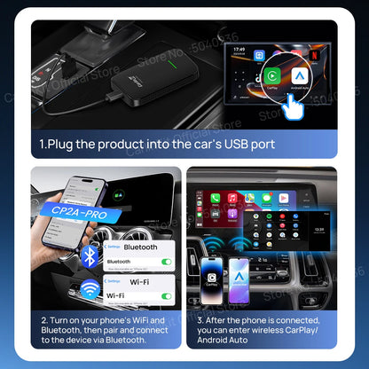 CarlinKit 4.0 CP2A Pro 3-In-1 Android TV Box CarPlay Ai Box Support Netflix YouTube Wireless CarPlay &Android Auto Smart Car Box