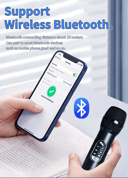 1Pc of 40W Portable Bluetooth Speaker Mic 6400mAH TWS Type-C Fast Charging Powerful Wireless Karaoke Microphone for Party&Travel