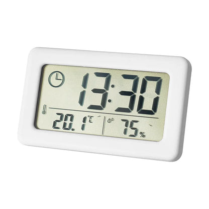 Mini Digital Clock with Temperature & Humidity Display - Portable LED Desk Clock, Slim Small Alarm Clock