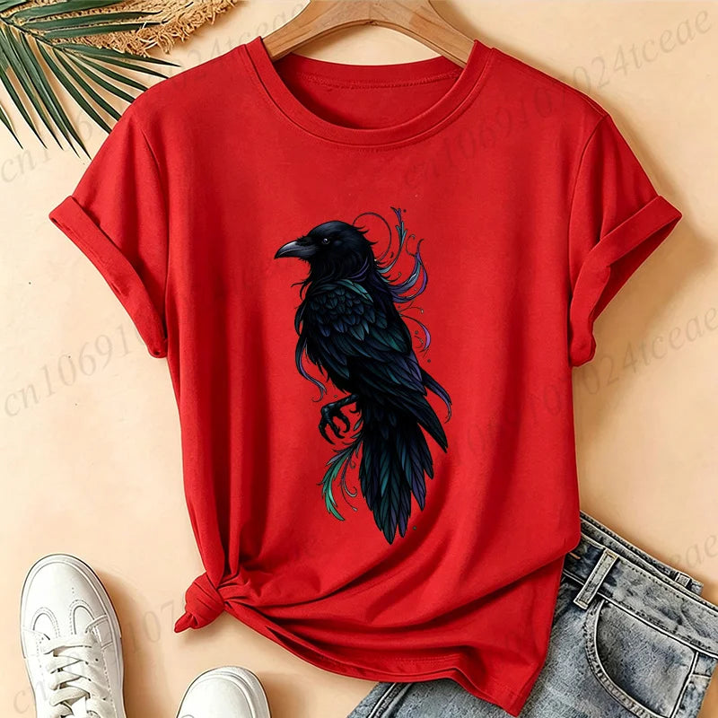 T-Shirt Gothic Cow Print Design Women'S Summer Casual Short Sleeve Aesthetic Clothes Dark Academia Streetwear Summer Top Tee﻿s