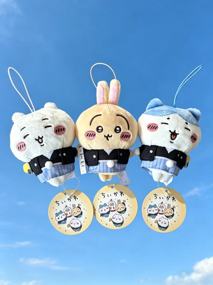 jiyi New Year Kimono Plush Keychain Japanese Anime Cute Usagi Hachiware 10cm Pendant Soft Fluffy Bag Charm Accessory for Fan