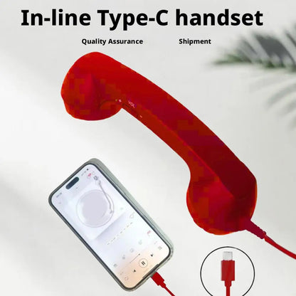 Type C Universal Retro Telephone Handset Retro Telephone Receiver Handset Mini Microphone Speaker for Mobile Phones Computers