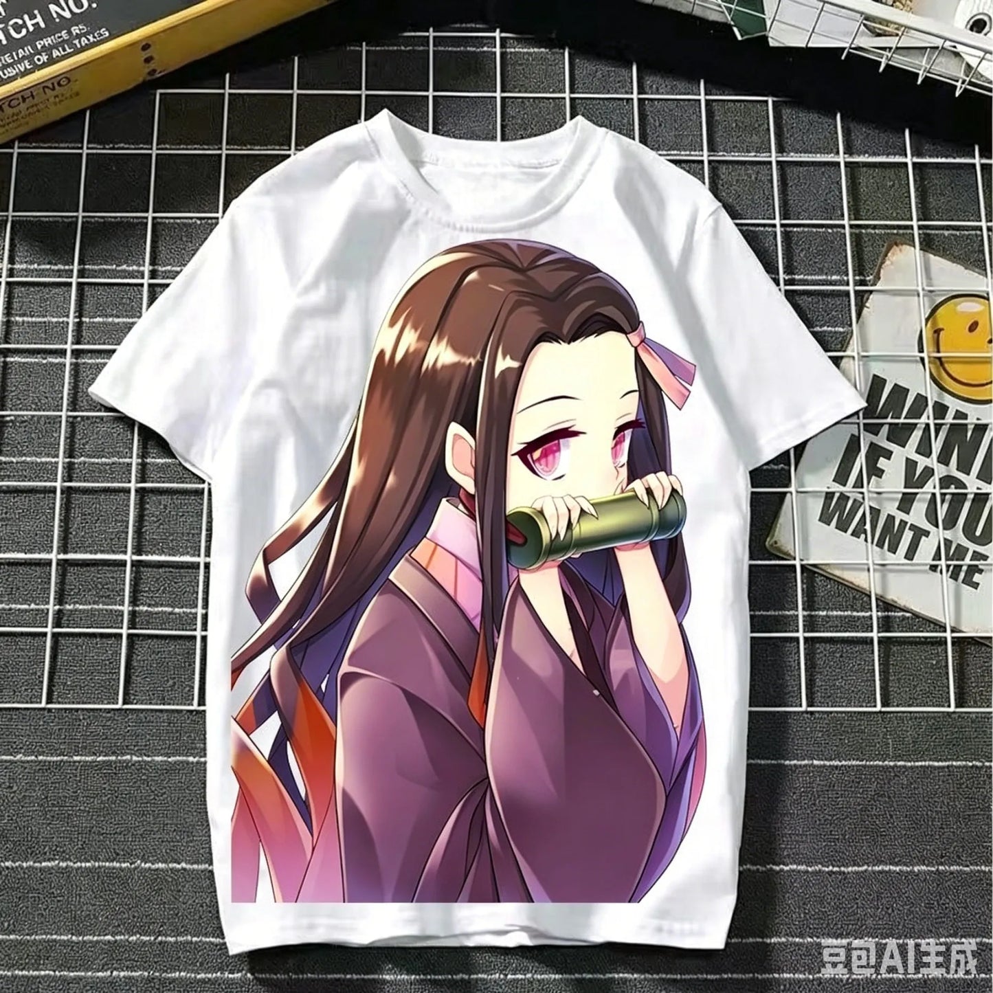 2026 Summer Demon Slayer Nezuko Cherry Blossom Butterfly Print Cotton T-Shirt Adult Kids Casual Loose Breathable Anime Tops Y2k