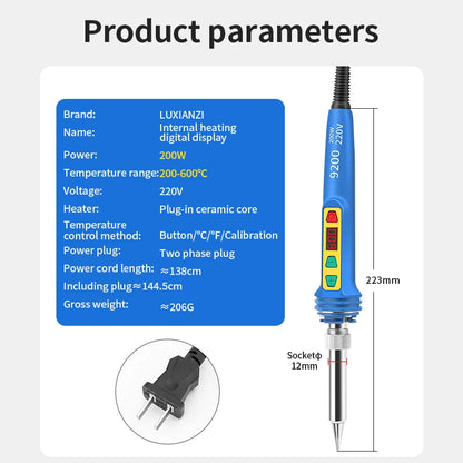 LUXIANZI 150W Digital Electric Soldering Iron Set 220V 200-600°C Adjustable Temperature LCD Solder Iron Welding Repair Tools Kit