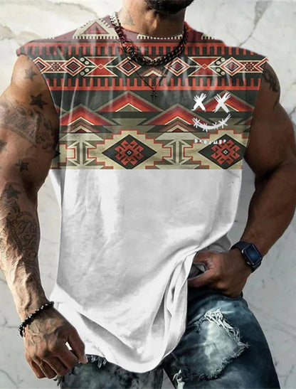 Men's Crew Neck Vest Side Totem 3D Printed Outdoor Street Sleeveless Printed Clothing Sports Casual Plus Men's Sports Vest