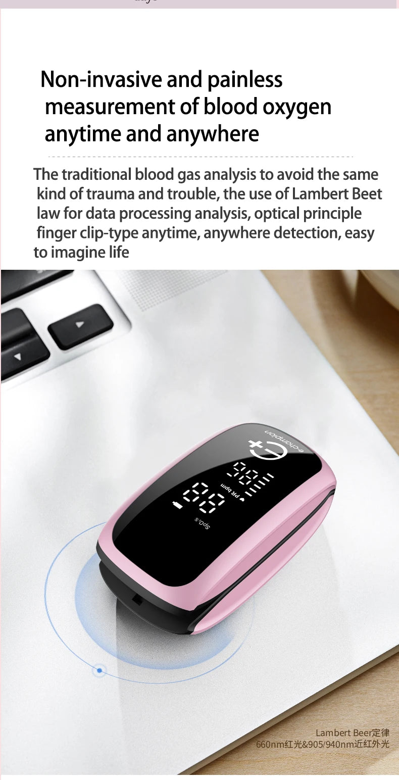 Rechargeable Medical Oximeter Strap Lanyard Fingertip Pulse Oximeter Blood Oxygen Saturation Monitor Digital LED Display Child