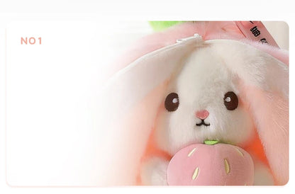 New Cute Fruit Bunny Plush Toy Creative Durian Pineapple Carrot Strawberry Turn Into Rabbit Soft Doll Birthday Christmas Gift