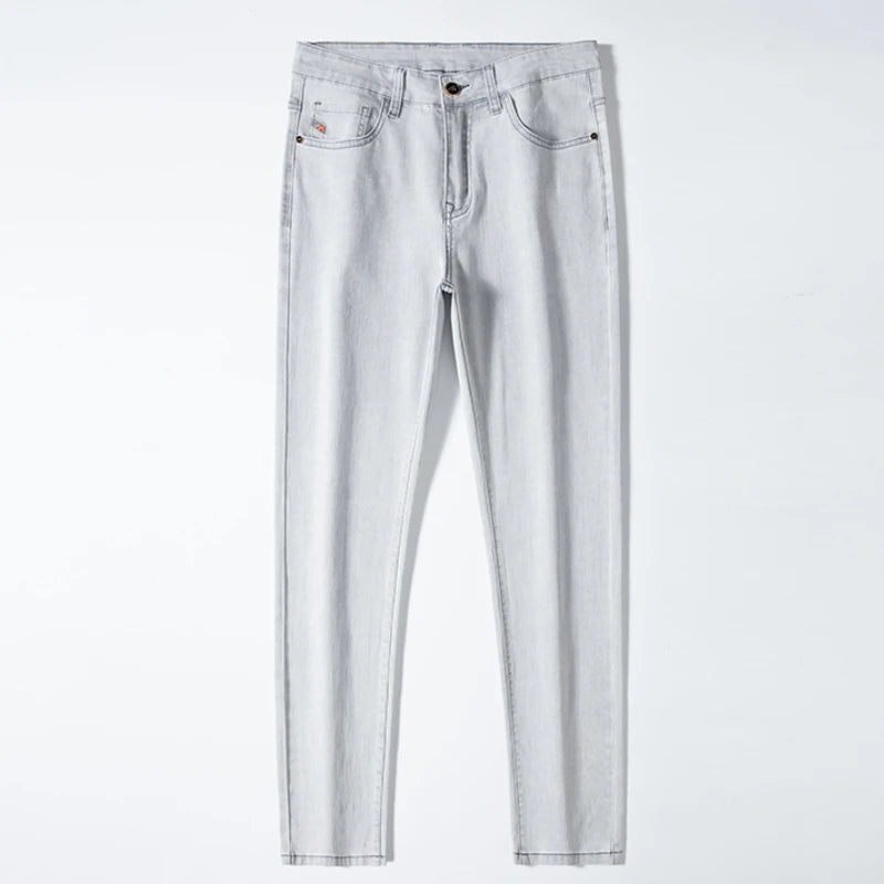 Men's Straight Business Jeans Spring Summer Thin Fashionable Casual Slim Elastic Male Brand Clothing Denim Pants
