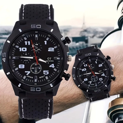 3pc/set Fashion Simple Mens Watch Analog silicone Male Watch Casual Men's Quartz Wrist Watch Ideal Choice for Thanksgiving Gifts