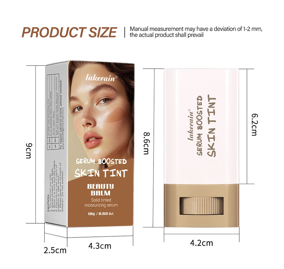 Lakerain Solid Tinted Moisturizing SerumB, Weightless, Breathable, Second-Skin Feel, eauty Balm Serum Boosted Skin Tint Makeup
