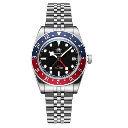 ADDIESDIVE Hot Sale GMT Movement Quartz Watch Stainless Steel Super Luminous 200M Diver Watches For Men AD2044 Relogio Masculino