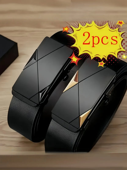 2pcs/3pcs fashionable men's belt, daily casual business belt, jeans belt, synthetic leather high-end suit matching belt, i
