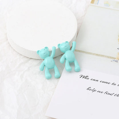 10PCS/lot DIY Cute Cartoon Teddy Bear Pendant Jewelry Accessories Wholesale Alloy Spray Paint Simple Multicolor Jewelry Material