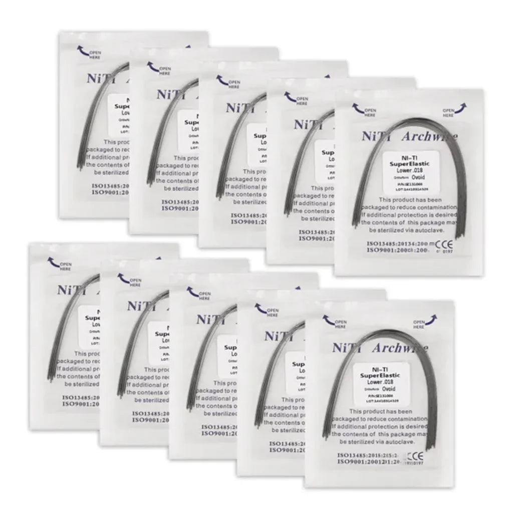 100Pcs/10Packs Dental Orthodontic Ovoid Form Archwires Niti Super Elastic Round Rectangular Wire 012/014/016/018/16X16/16X22