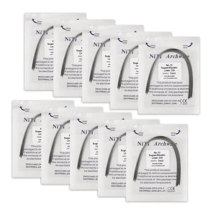 100Pcs/10Packs Dental Orthodontic Ovoid Form Archwires Niti Super Elastic Round Rectangular Wire 012/014/016/018/16X16/16X22