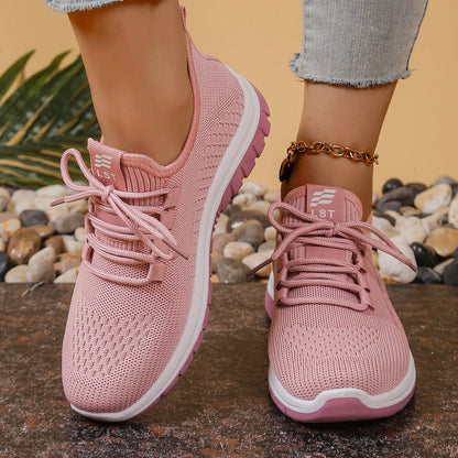Women's Lightweight Knit Walking Shoes Comfort Breathable Mesh Sneakers with Accent & Anti-Slip Sole，Free shipping