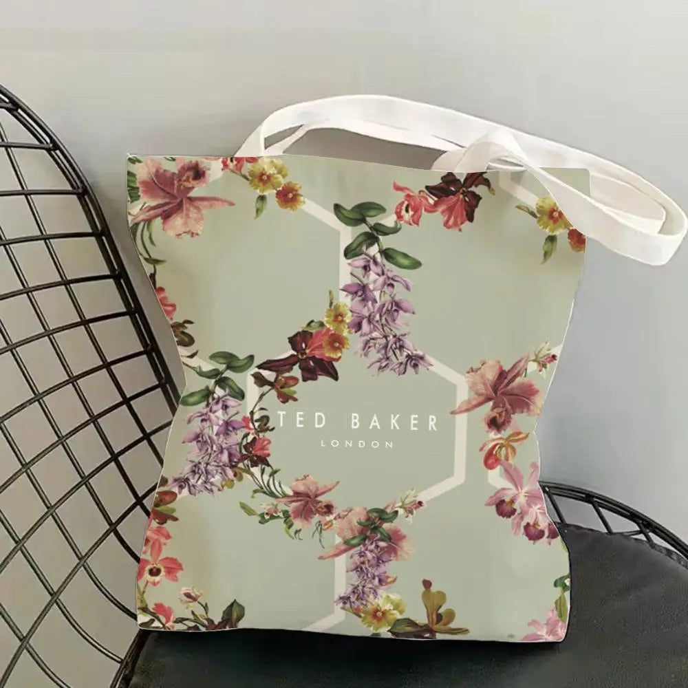 Fashion T-TED B-BAKERs Storage Bags Canvas Double-Sided Print Fashion Shoulder Tote Shopping Bag Gift Eco Handbags