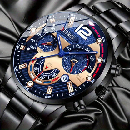 DEYROS 6 Pieces/Set Casual Fashion Men's Watch 6 Piece Set Quartz Men's Watch Alloy Strap Men's Ideal Gift Gift for Yourself