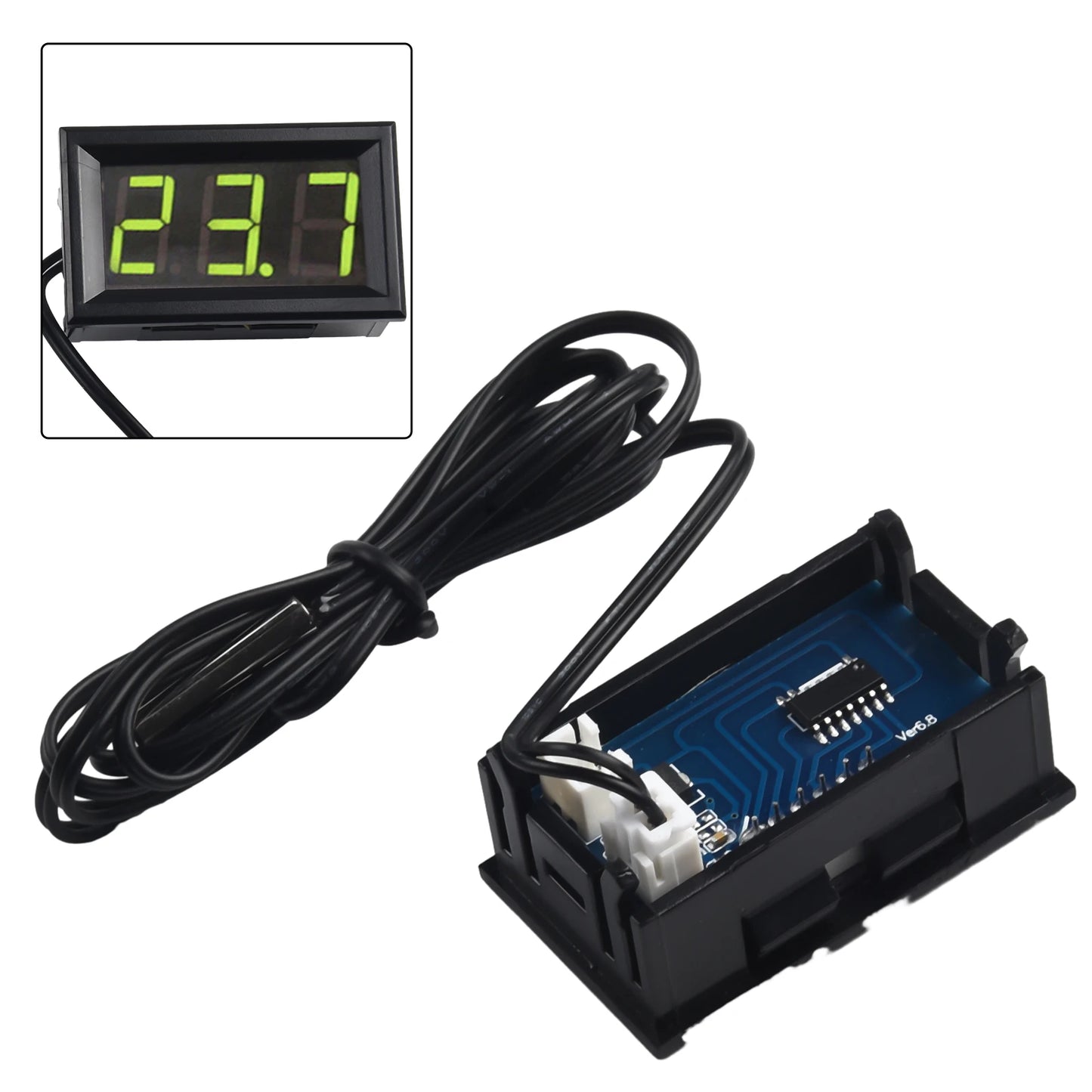 1*Digital Thermometer With Probe LED -50~110°C DC 5-12V Car Temperature Panel Meter Gauge  Instrument Parts & Accessories