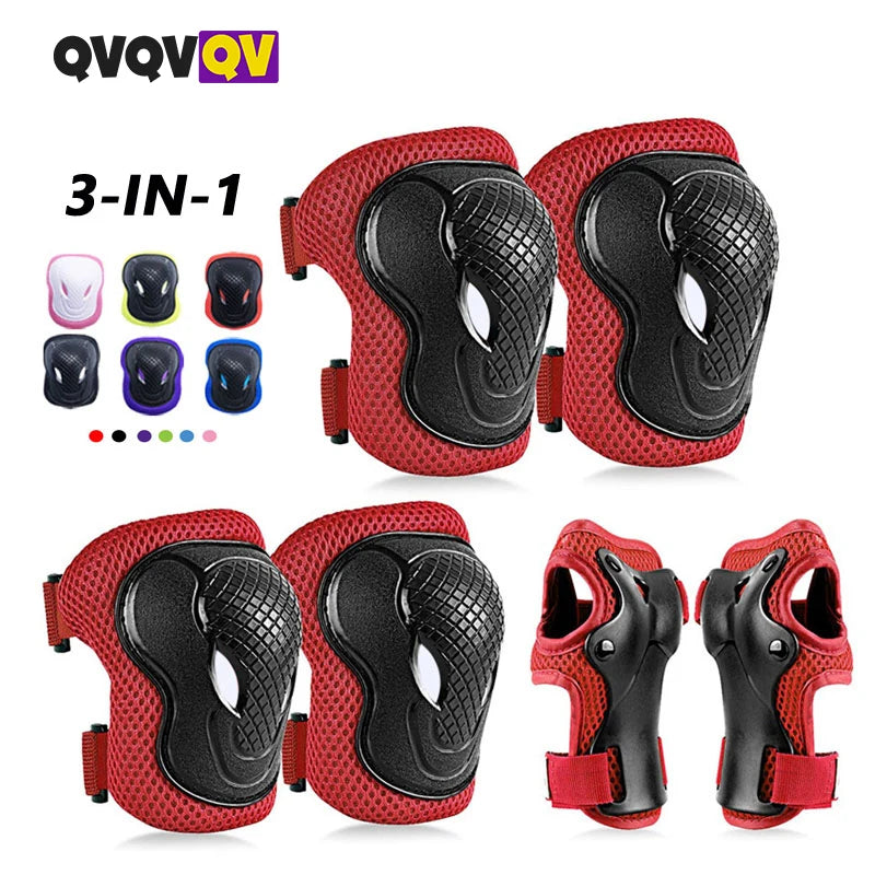 6Pcs/Set Kids/Youth Knee Pad Elbow Pads Guards Protective Gear Set for Roller Skates Cycling BMX Bike Skateboard Inline Skatings