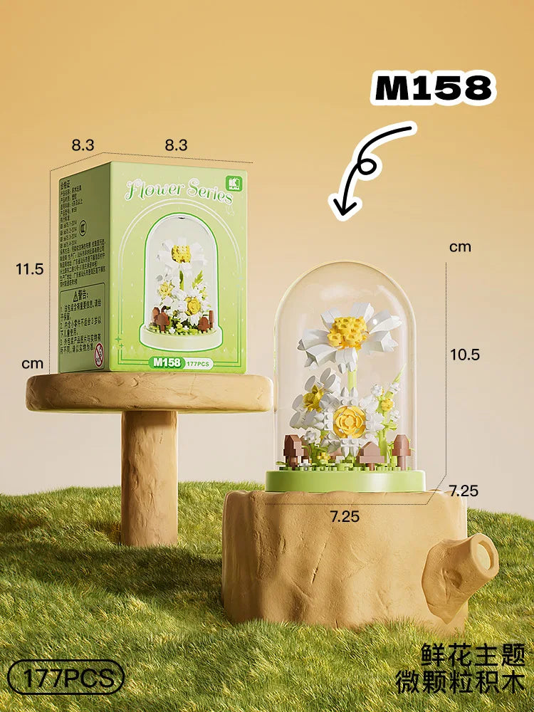 Mini Brick Building Set Rose Flower Model, Creative DIY Building Block Kit for Desk Decor, Birthday Gift for Adults and Teens