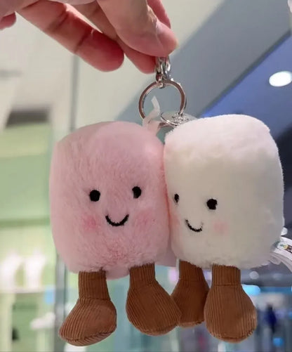 #new Fun Two Marshmallow Keychain Cotton Candy Tone Cute Soft Two Tone Keychain Bag Pendant Accessories Dolls Pendant Xmas Gifts