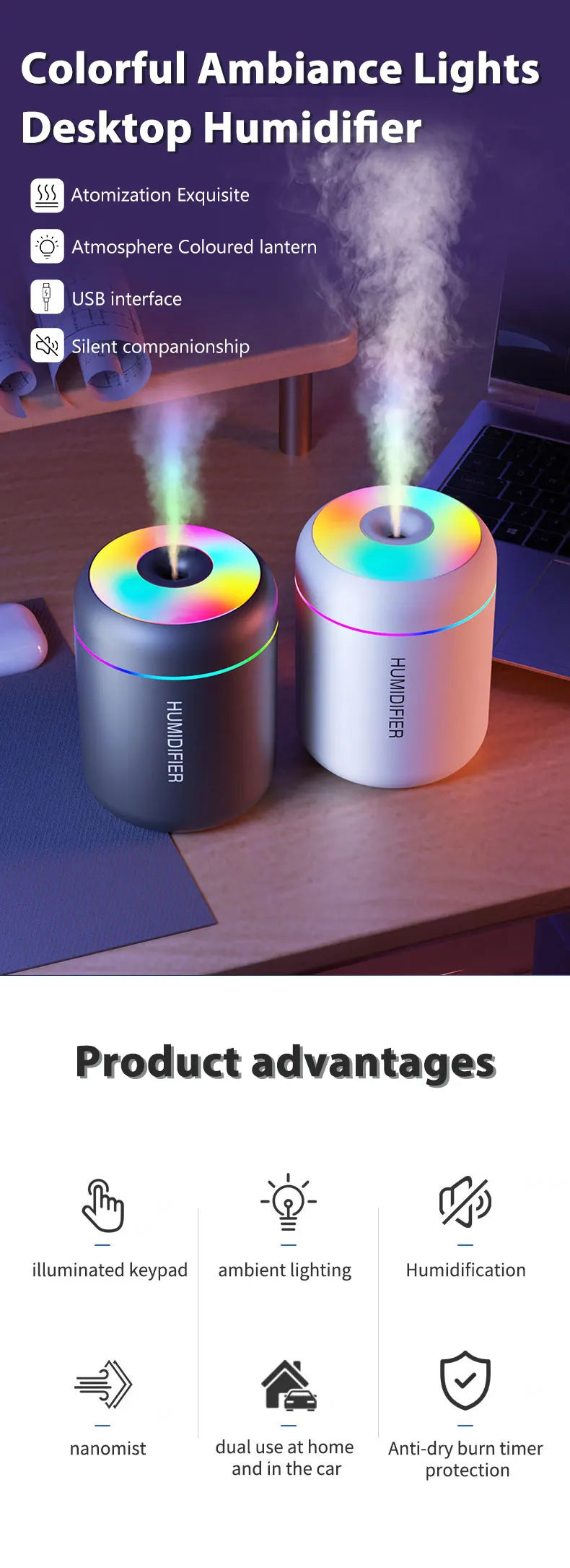 180ML Mini Air Humidifier USB Electric Aroma Diffuser Essential Oil Purifier Aromatherapy Mist Maker Lights For Car Home Bedroom