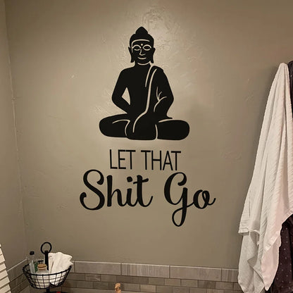 1pc Meditation Room Wall Decals Quote Buddha Religious Yoga Wall Art Vinyl Hippie Bathroom Sticker Decor 19.68×13.78In