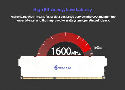 SOYO 8GB DDR3 1600MHZ memoria ram 240-Pin 1.5V for Desktop PC Memory RAM no ECC black white red intel AMD 64BIT