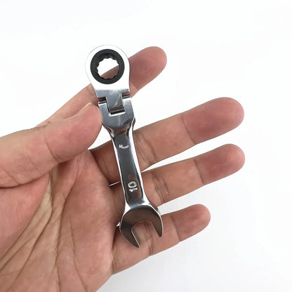 Mini Short Handle Ratchet Wrench With Movable Head Quick Dual-purpose Open End Wrench Hardware Tool Labor-saving Wrench