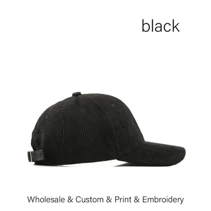 SLECKTON Custom Baseball Cap for Women and Men Fashion Design Brand LOGO Letter Embroidery Hats Corduroy Hats Unisex Wholesale