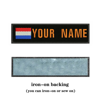 Dutch Flag Netherlands 10X2.5cm Embroidery Custom Name Text Patch Stripes Badge Iron On Or  Patches