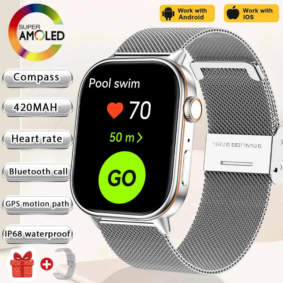 2026 New Women Fashion Sports Smart watch 2.01-inch Screen IP68K Swim GPS Positioning Bluetooth Call Health Heart Rate Bracelets