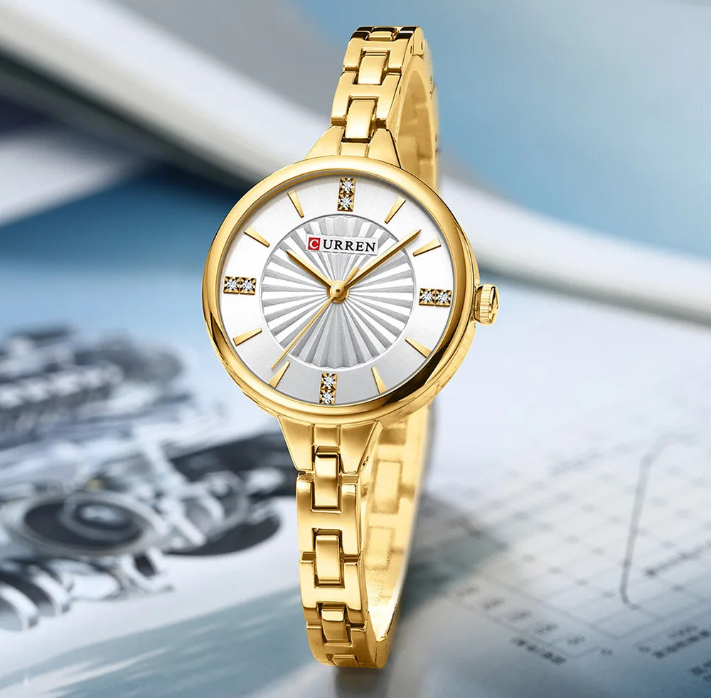 CURREN 9097 Elegant Women's Quartz Watch Luxury Stainless Steel Strap Women's Watch часы женские наручные