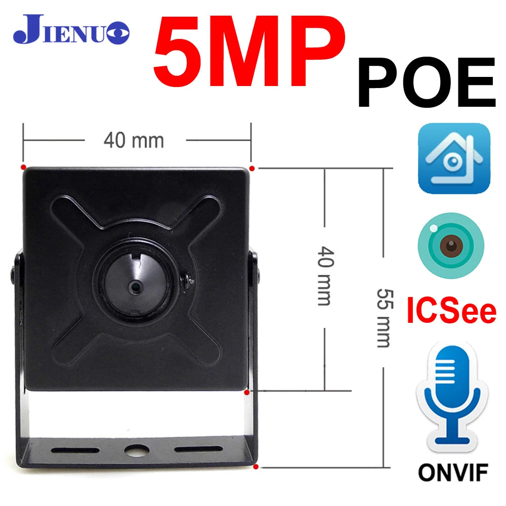 JIENUO 5MP Mini kamera IP PoE Audio mikro Cctv bezpieczeństwo wideo nadzór IPCam wewnętrzna Onvif HD kamera sieciowa domowa ICSee Xmeye