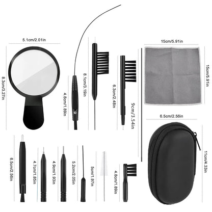 13PCS Hearing Aid Cleaning Brush Tool Set Multifunctional Ear Wax Remover Vent Tube Cleaner Portable Hearin Amplifier Daily Care