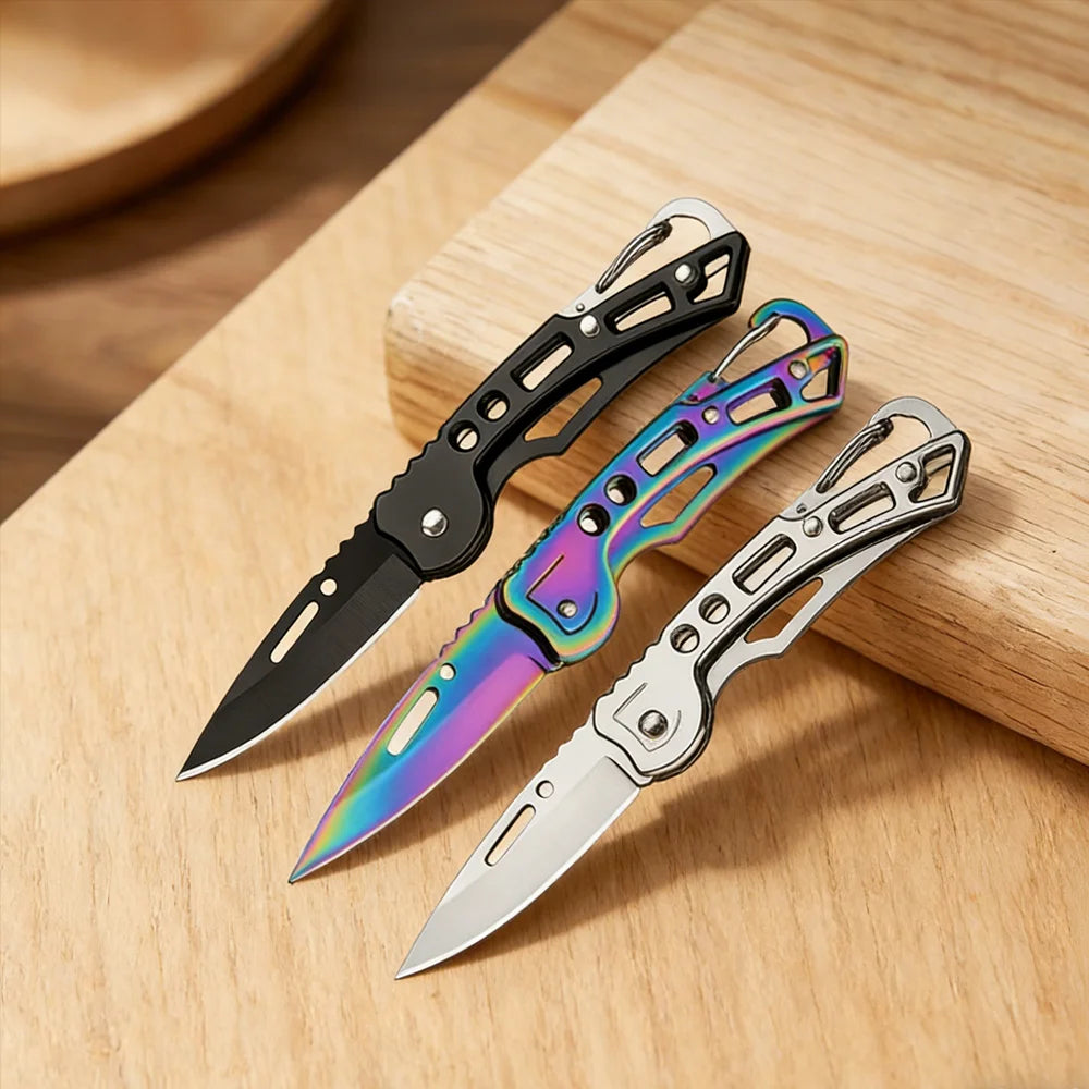 Folding Pocket Knife Portable Stainless Steel Fruit Knife with Non-slip Handle Outdoor Survival Hunting Camping Household Tools