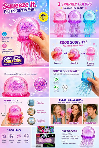 Trending Needoh Fuzz Ball Jellyfish Squishy Blind Box Random Color Soft Stress Relief Toy Cute Relaxing Squeeze Sensory Toy