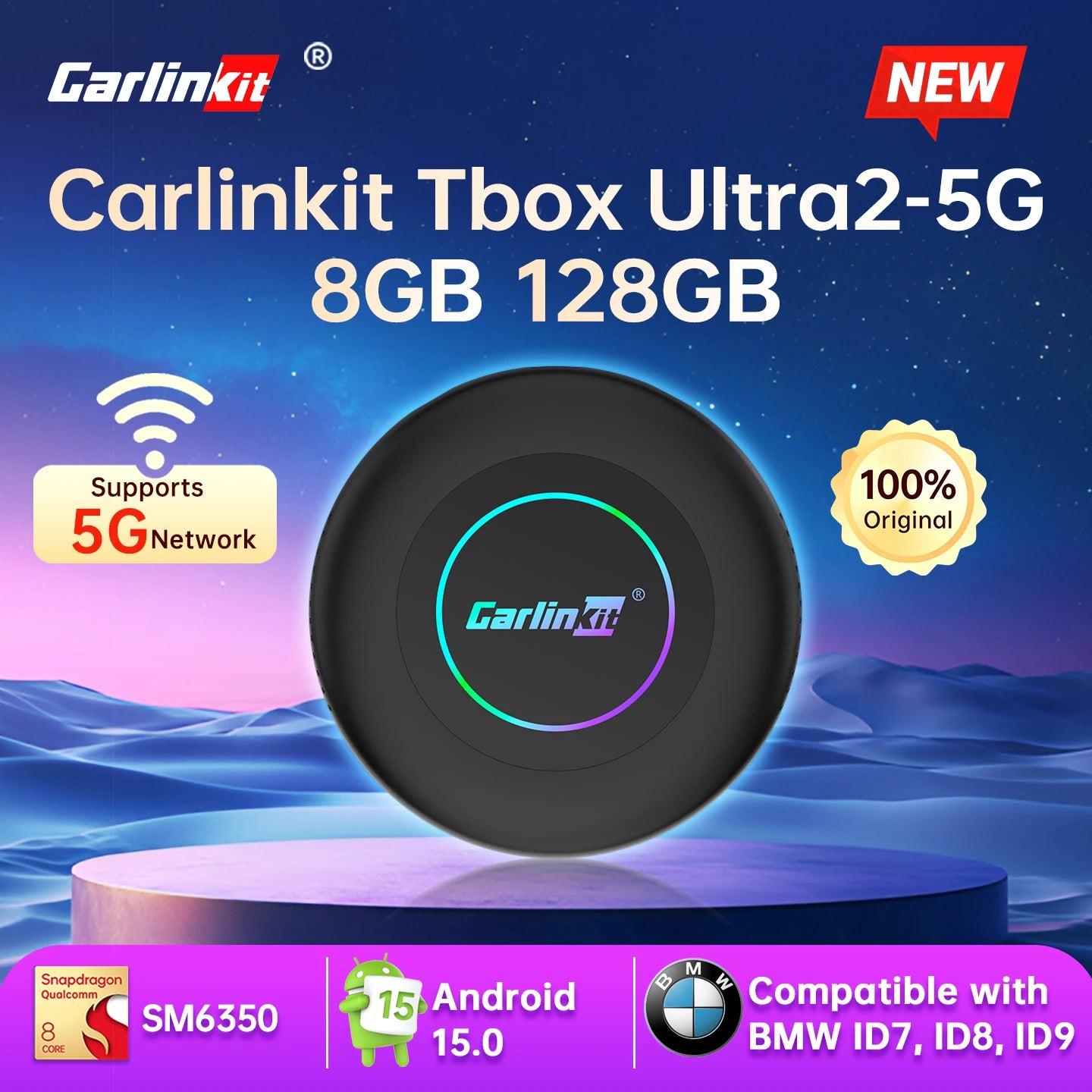 2026 5G Tbox Ultra2 Android 15 Wireless CarPlay Ai Box Android Auto Adapter SM6350 128GB 8-Core for BMW Youtube Netflix FOTA