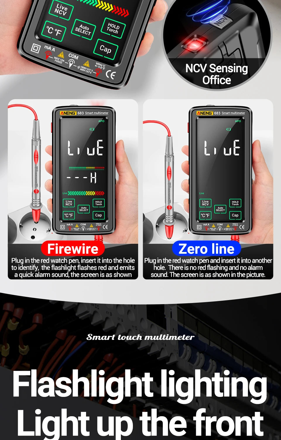 ANENG 683 Inteligentny Multimetr Akumulatorowy Wysokiej Klasy Dotykowy 6000 Zliczeń Multimetro Tester Multitester AC/DC Napięcie Prąd Narzędzie