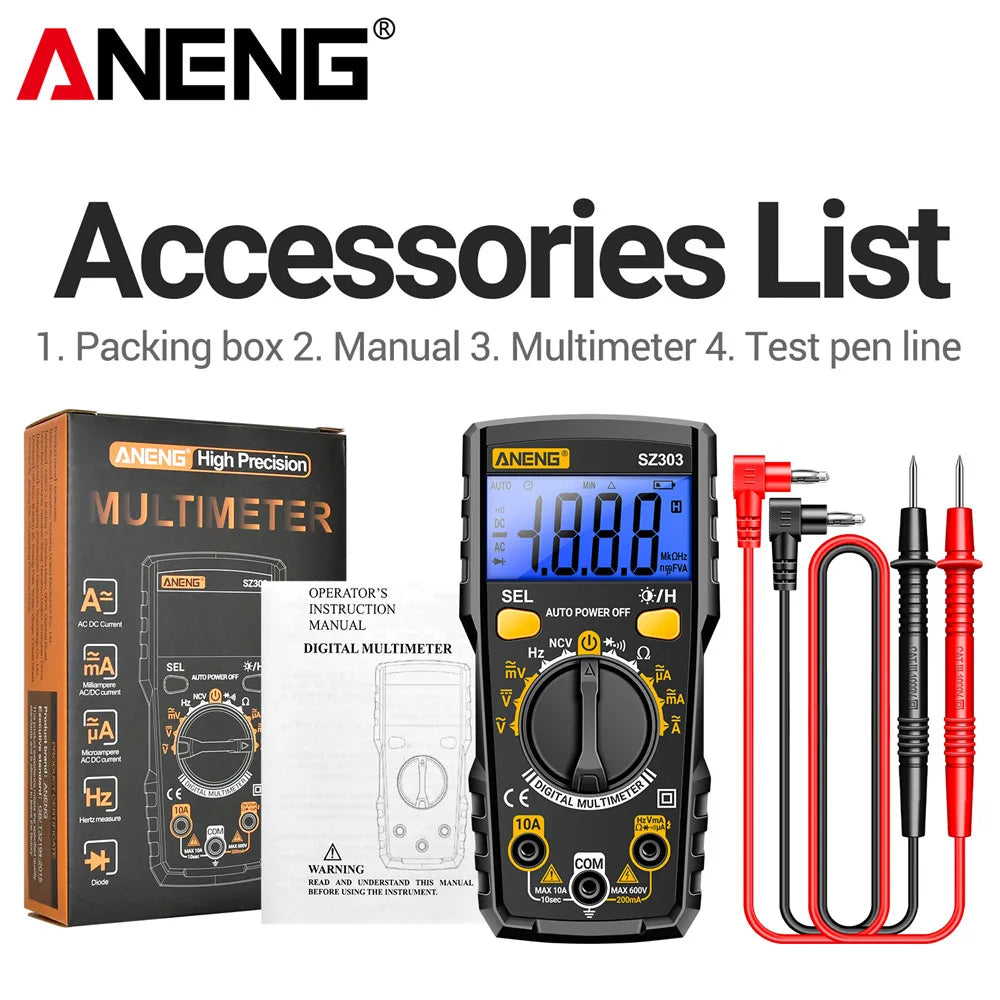 ANENG Digital Multimeter Professional Tester SZ303 AC/DC Voltage Resistance High Precision Professional Electrical Detection Too