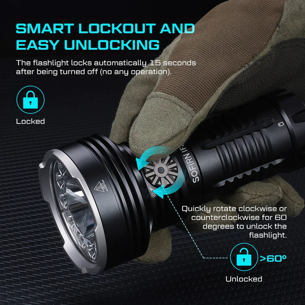 Sofirn IF30 12000lm SFT40 LED Flashlight Powerful 32650 Battery Lanterna USB C Rechargeable Torch Outdoor Light IPX8 Waterproof