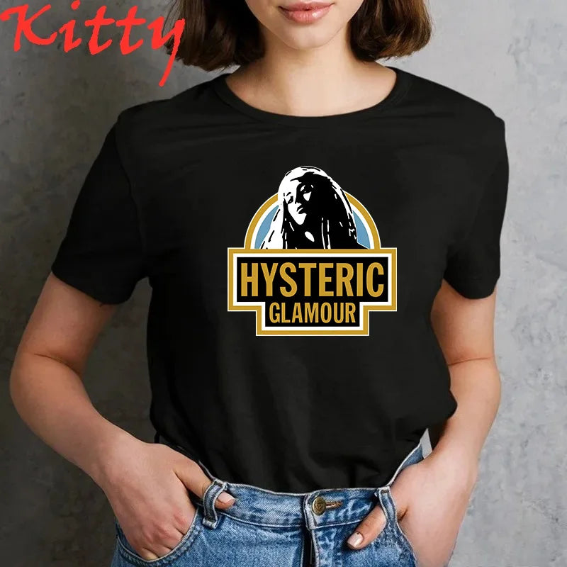 2026 Hysteric Glamour Women's T-shirt American Retro Tee Street Culture Tide Men Tshirt NicheTrend Short Sleeve Women's Clothing